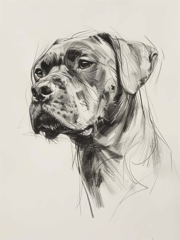 Bullmastiff Dog Charcoal Line 3