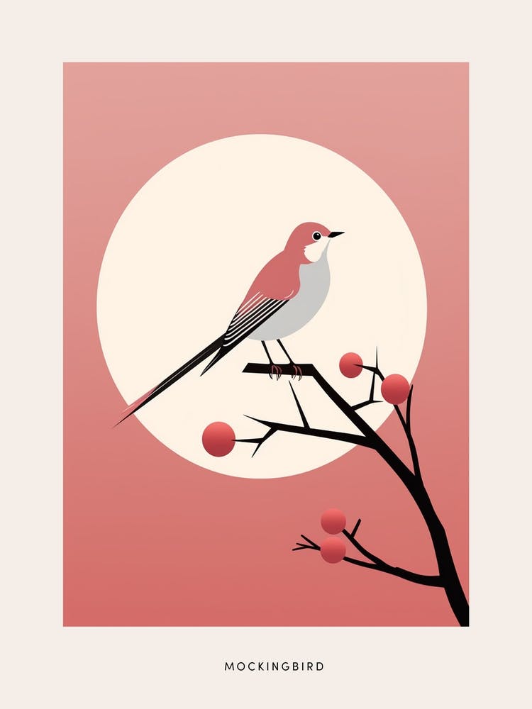 Minimalist Mockingbird 1 Bird Poster
