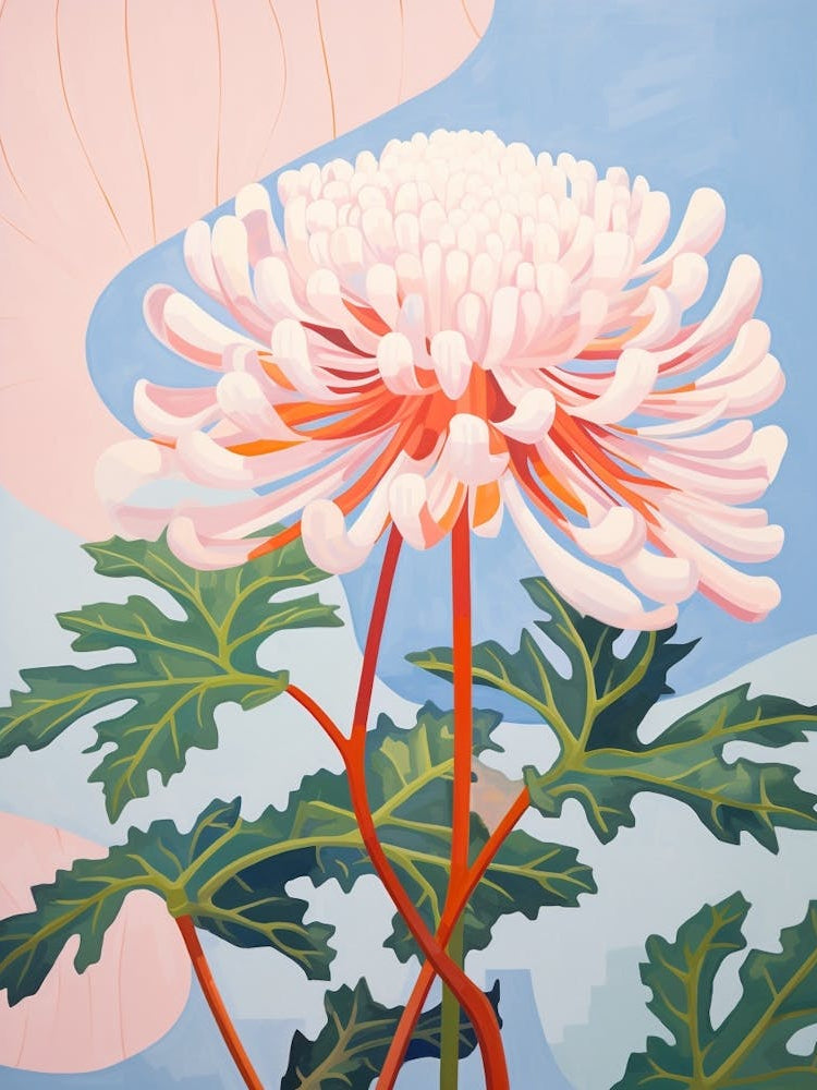 Chrysanthemum 6 Hilma Af Klint Inspired Pastel Flower Painting