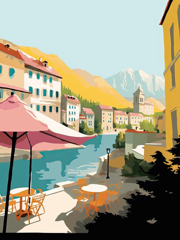 Kotor, Montenegro, Flat Pastels Tones Illustration 3