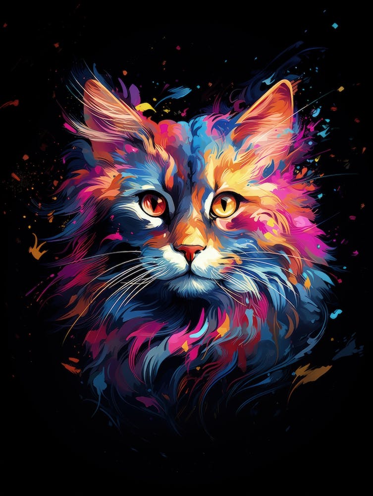 Cute Cat painted style Pop Art