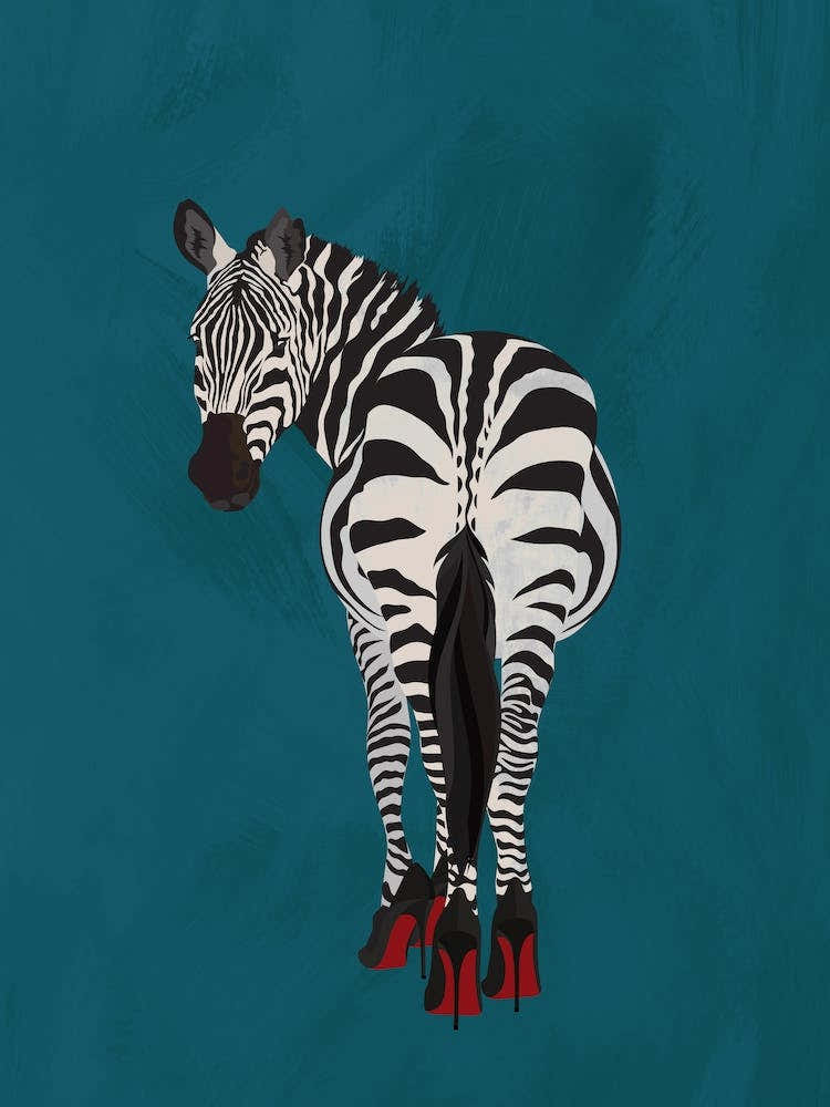 Zebra Wearing Heels Turquoise