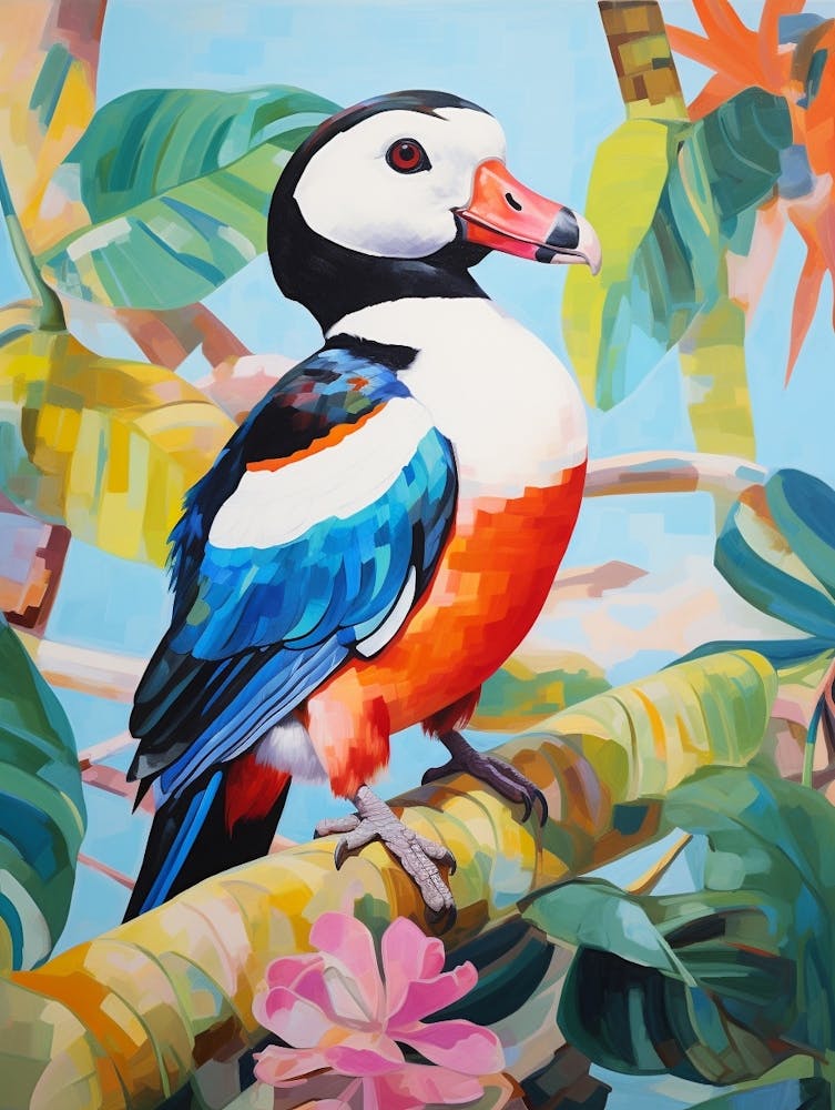 Peinture d'oiseau colorée Petit Garrot