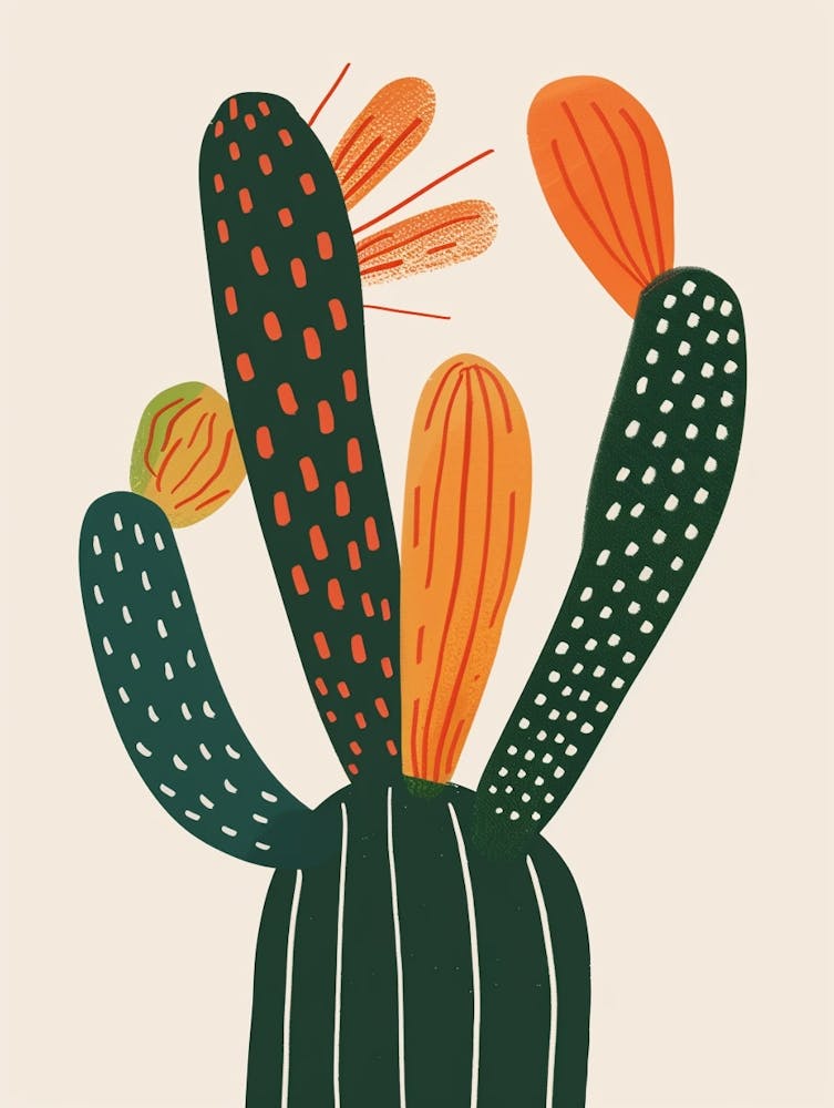 Rattenschwanzkaktus Minimalistische Abstrakte Illustration 7