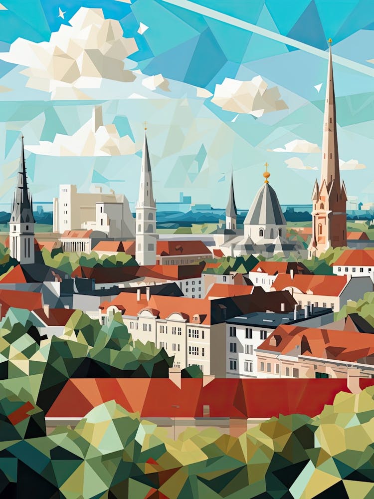Munich, Germany, Geometric Illustration 4