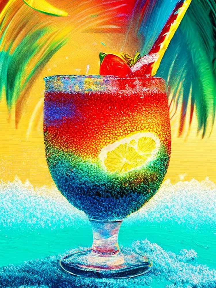 Caribbean Crush Pointillism Cocktail Poster