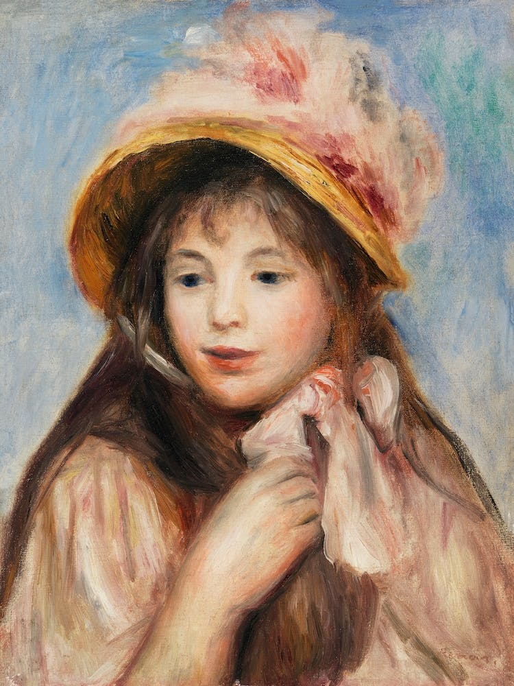 Girl With Pink Bonnet (1894), Pierre Auguste Renoir