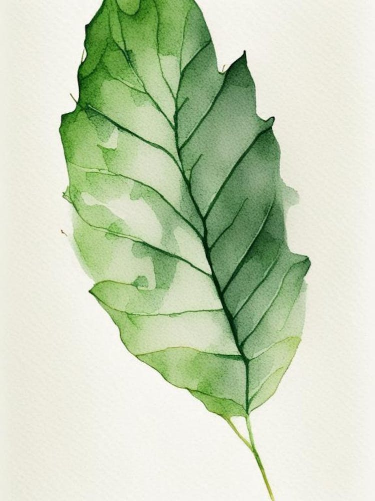 Feuille de Laitue Sauvage Aquarelle Minimaliste 3