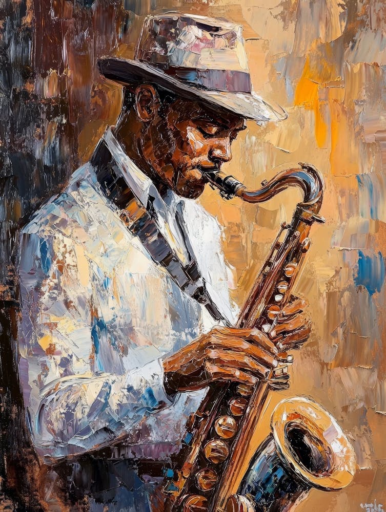 Saxophone Player. Stylish Jazz Band Playing Music