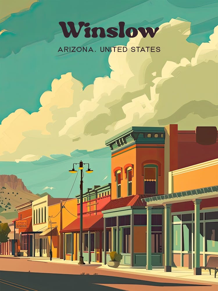 Winslow Arizona Town Travel Illustration
