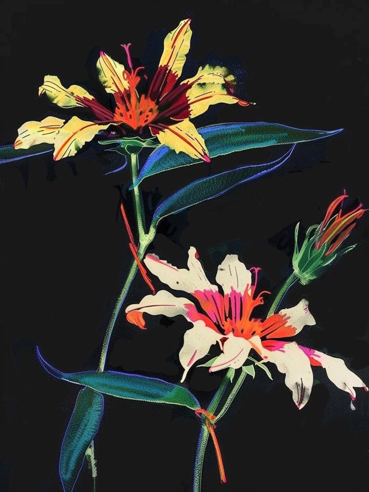 Neon Flowers On Black Gaillardia 1