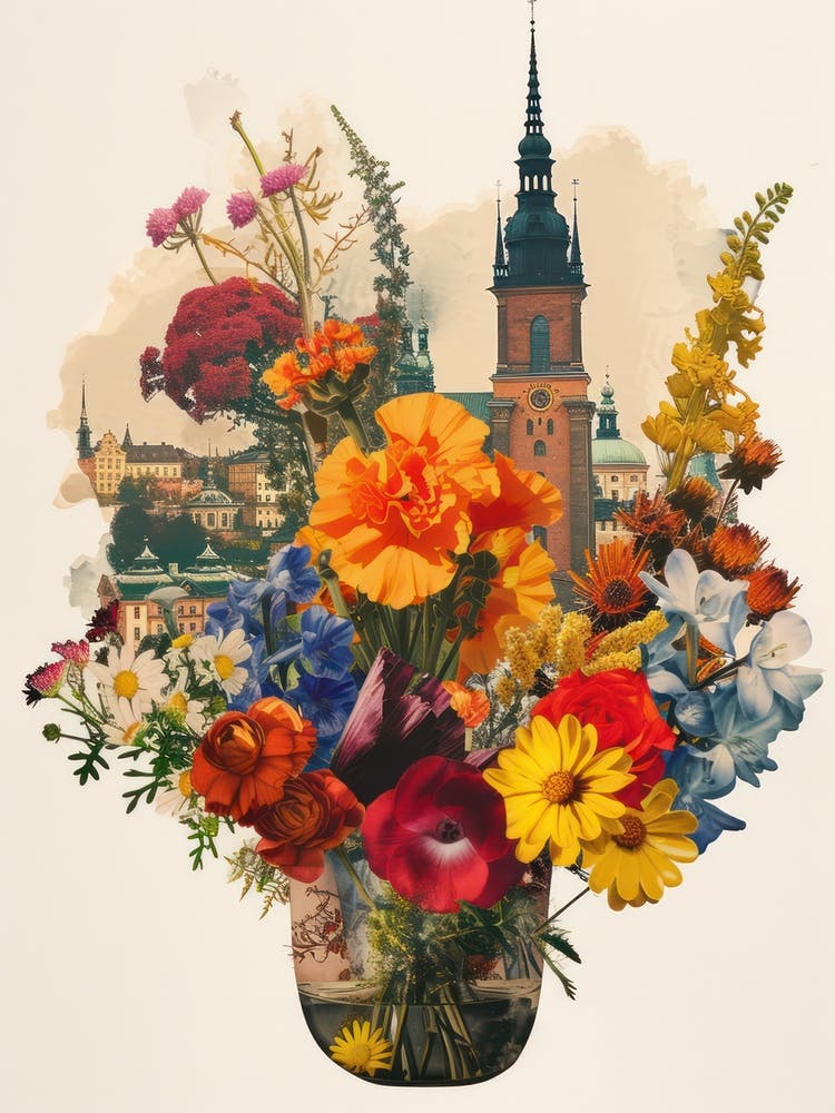 Stockholm   Floraler Retro Collage Stil 4