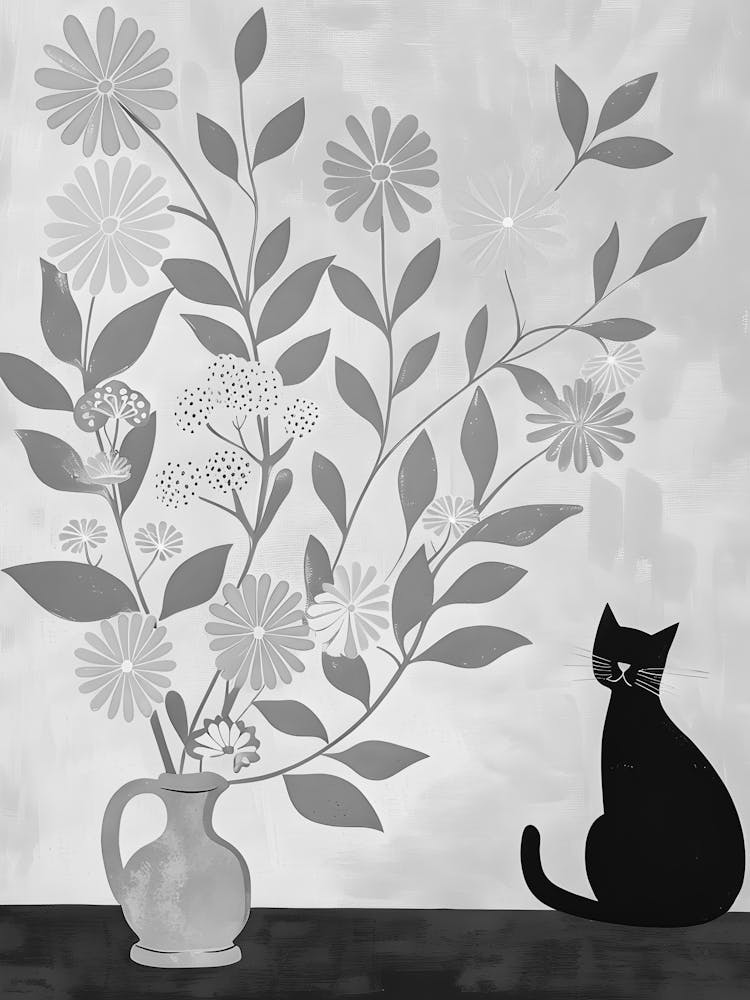 Chat Noir Dans un Vase