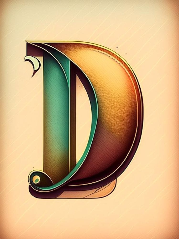 D, Letter, Alphabet Retro Drawing 4