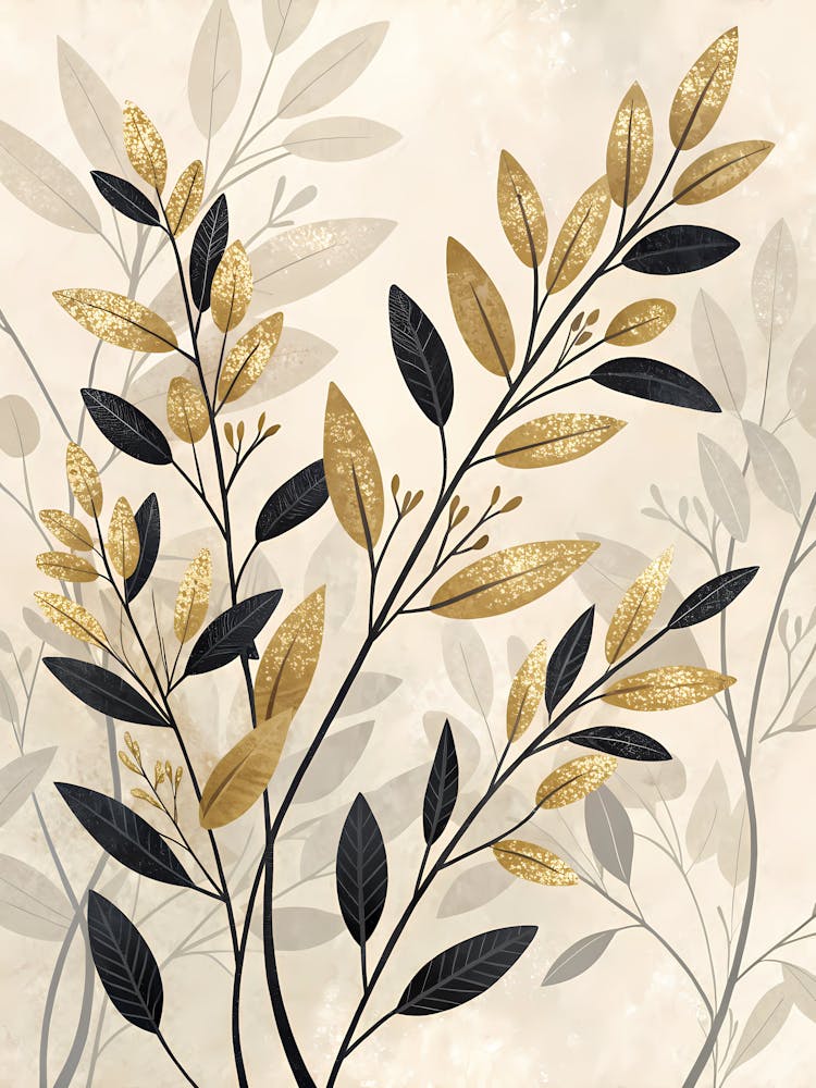 Gold Leaves Canvas Print 1