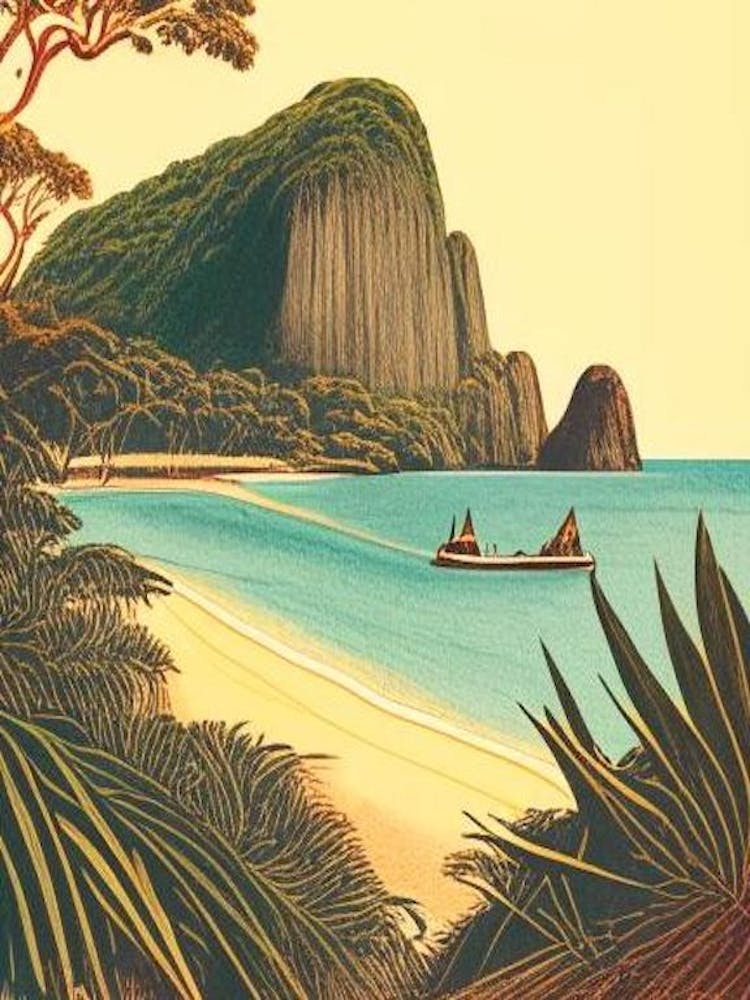 Lord Howe Island Australia Vintage Sketch Tropical Destination