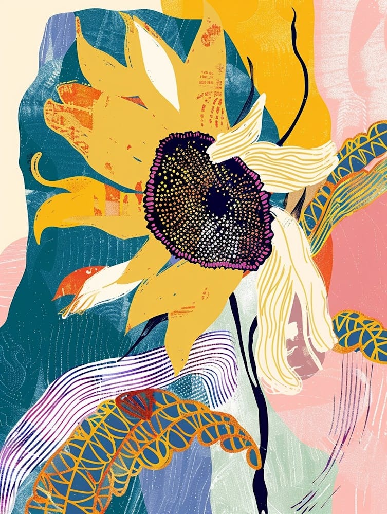 Colourful Flower Illustration Sunflower 1