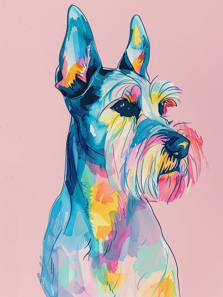 Pastell Manchester Terrier Hund Pastell Linienillustration 1