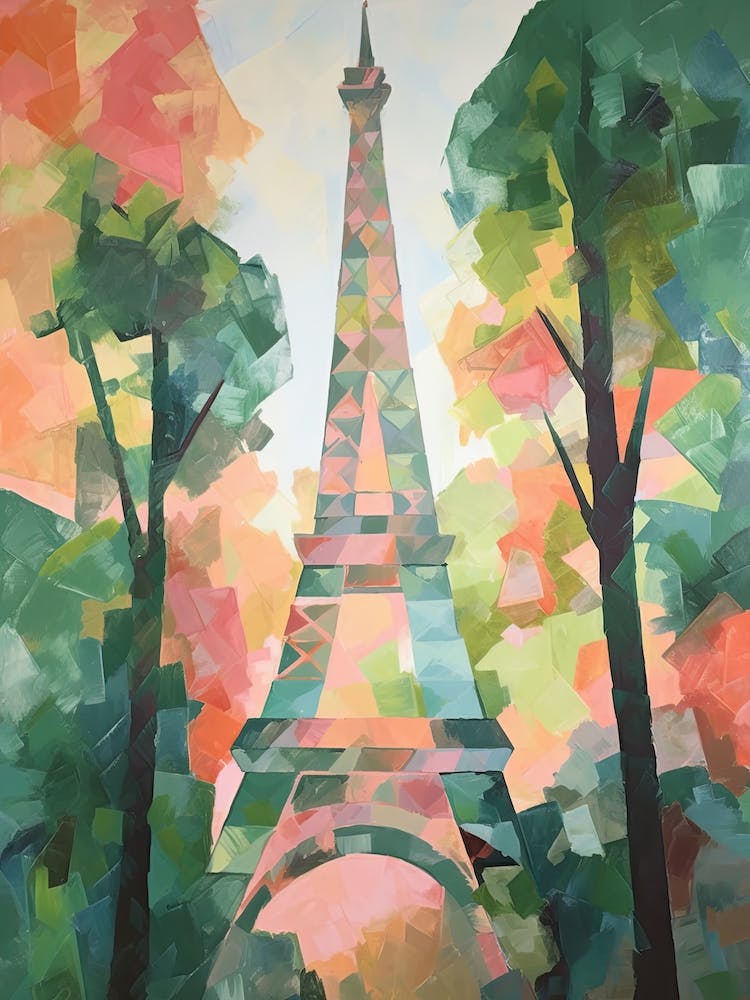 Eiffel Tower Paris France David Hockney Style 13