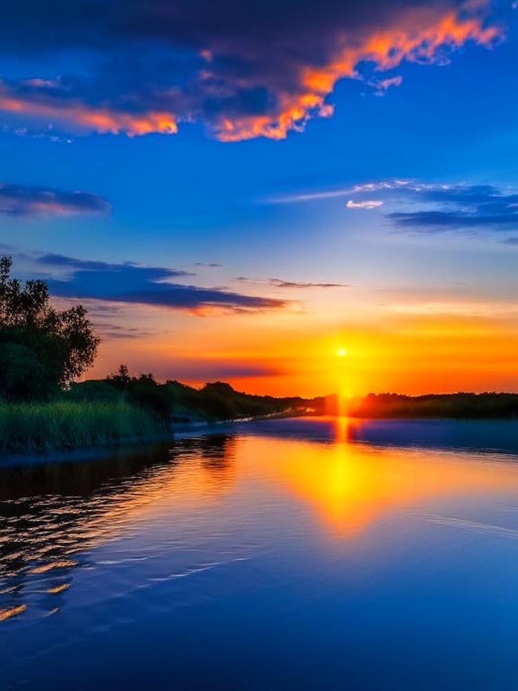 Sunset Over River Waterscape Photography 1