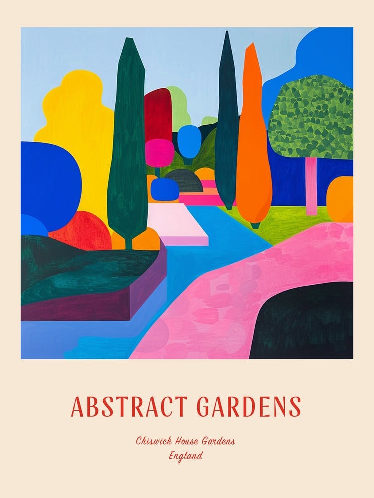 Colourful Gardens Chiswick House Gardens United Kingdom 4 Red Poster