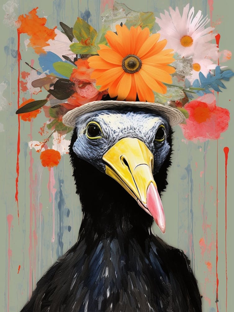 Vogel mit Blumenkrone Coot 2