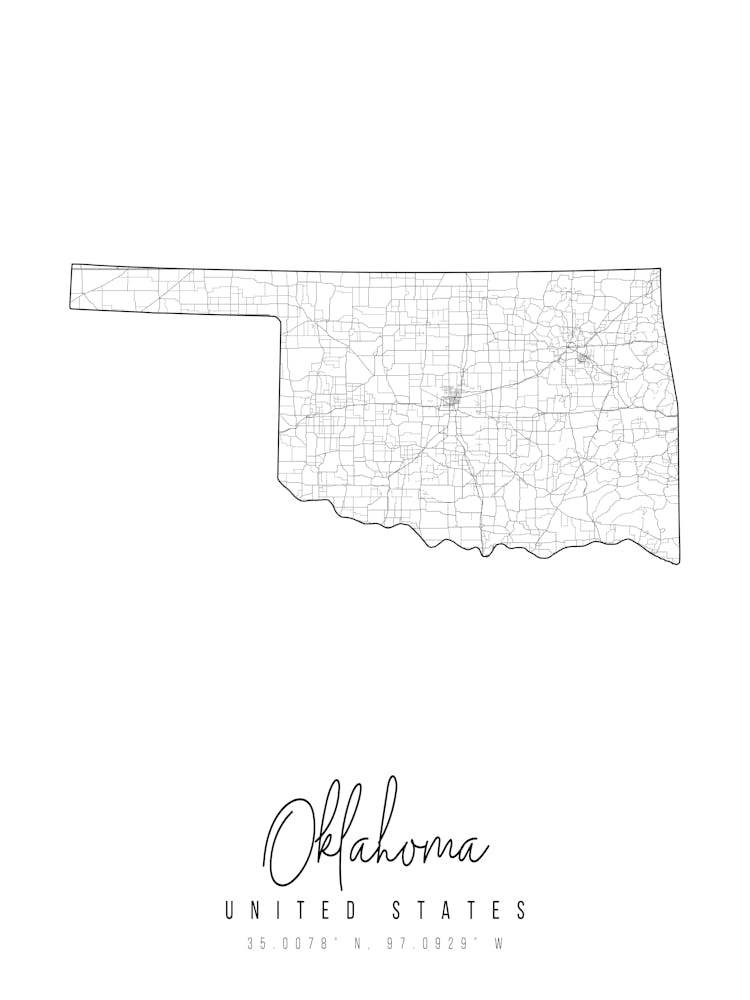 Oklahoma Minimal Street Map