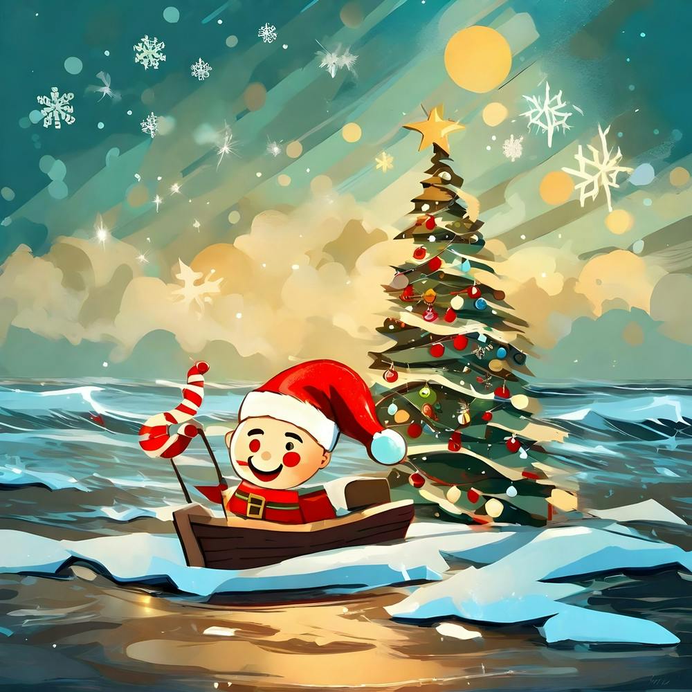 Santa In A Boat