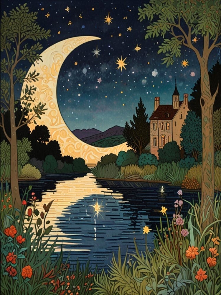 William Morris Moonlight Over The Loch