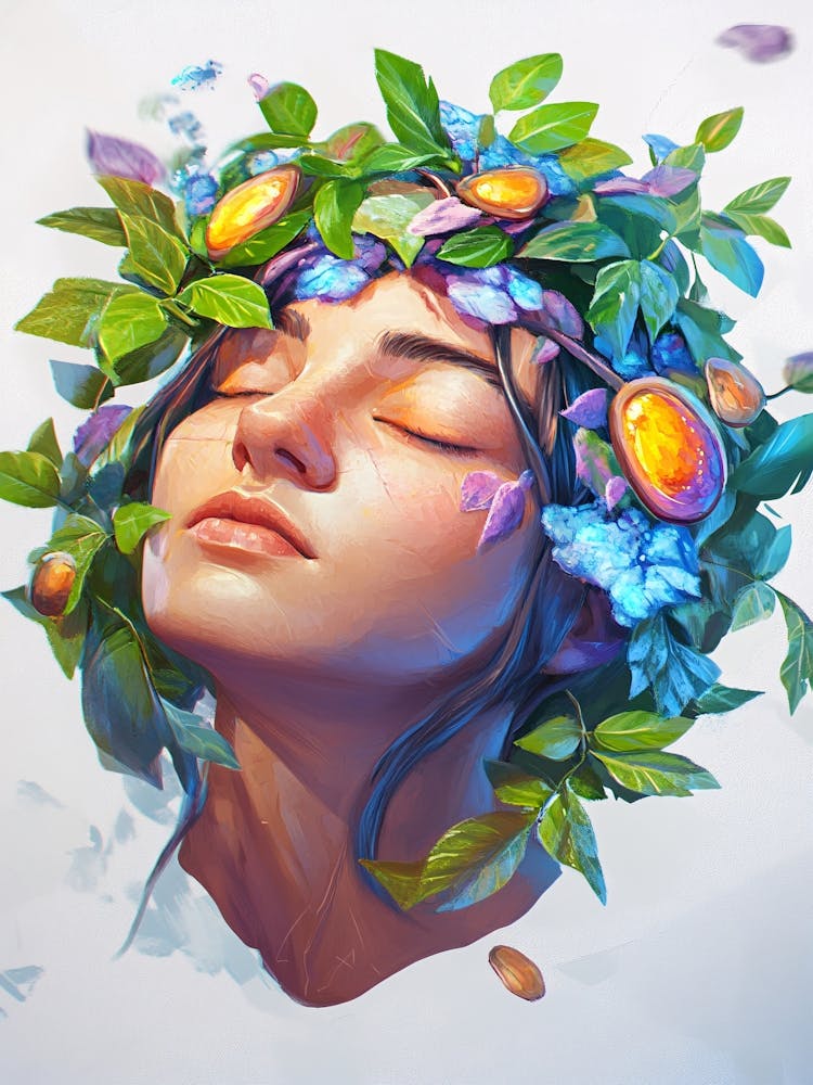 Woman With Flowers On Her Head 12
