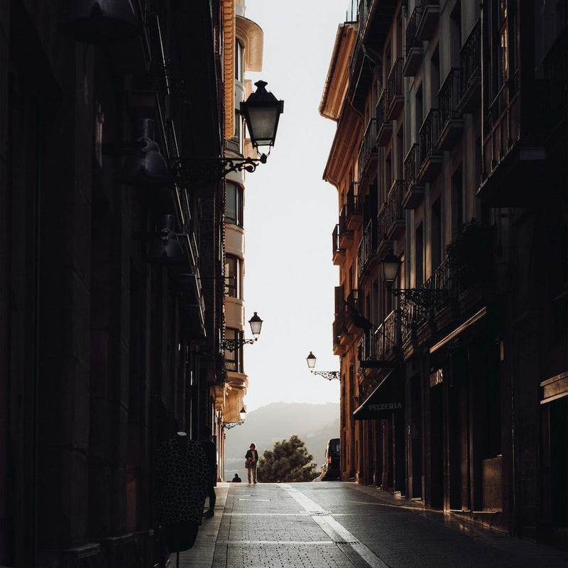 Woman Walking In The Street, Colour St Sebastian, Spain Square