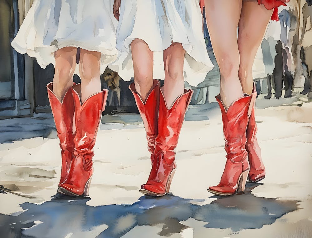 Three Cowgirls In Red Boots