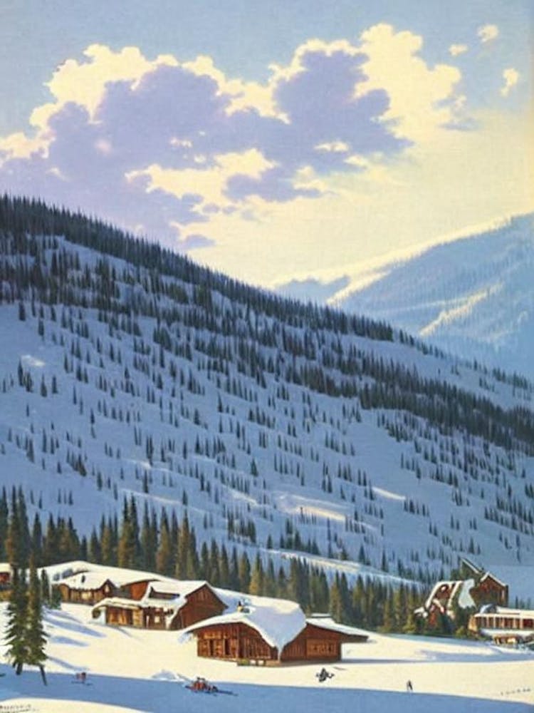 Big Sky, Usa Ski Resort Vintage Landscape 1 Skiing Poster