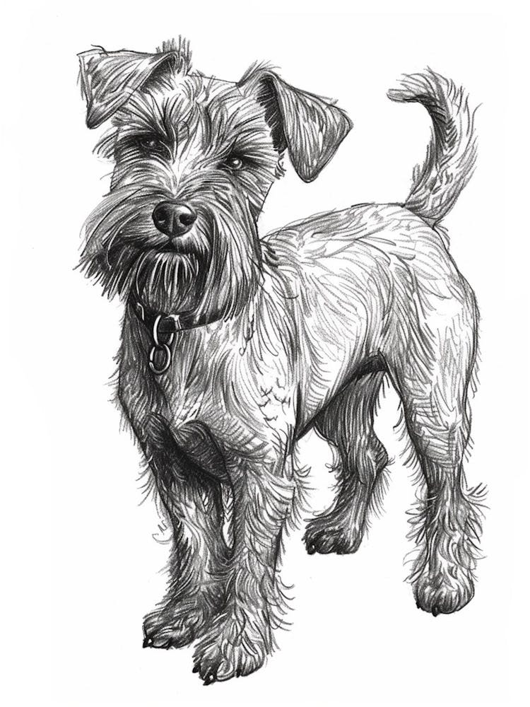 Cute Terrier Dog Line Art 3