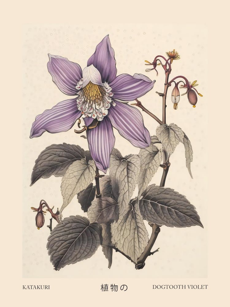 Katakuri Dogtooth Violet 2 Vintage Japanese Botanical Poster
