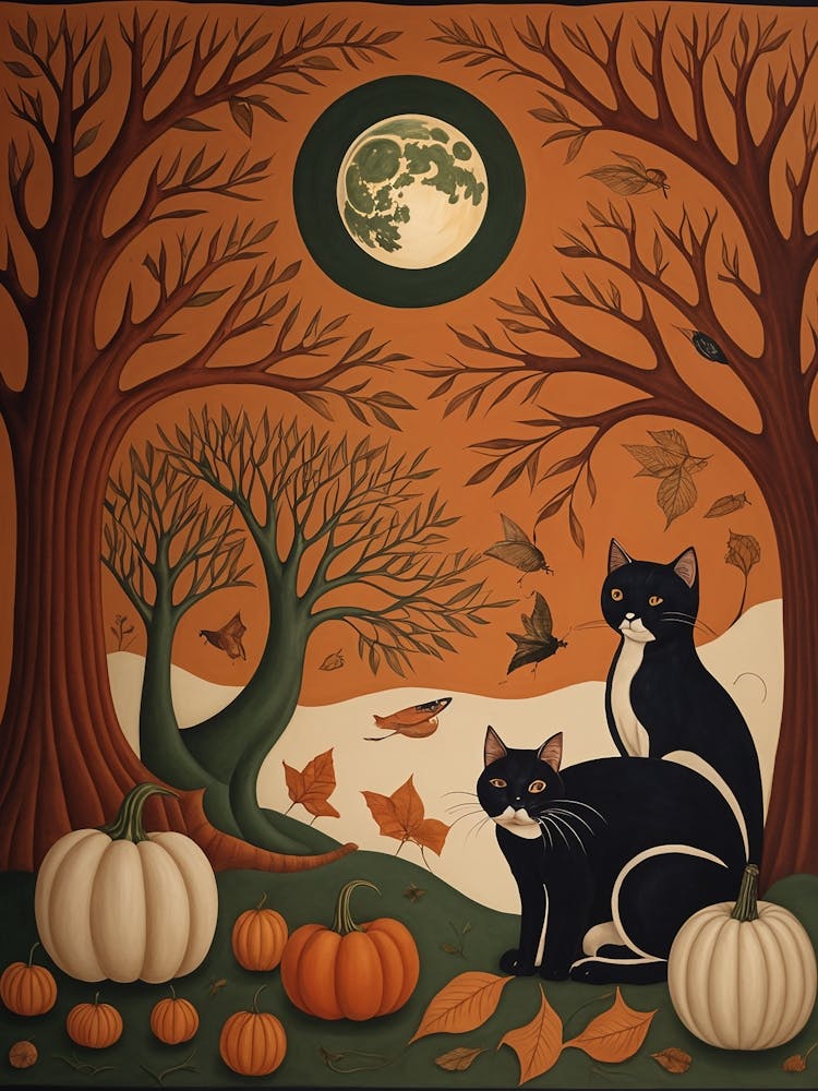 Black Cats And Pumpkins