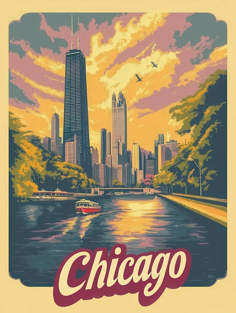 Aihrgdesign A Vintage Travel Poster Of Chicago Featuring The 2