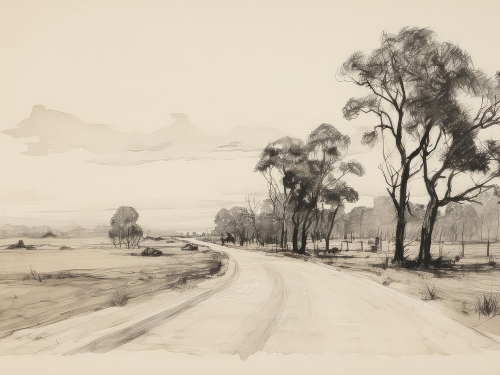 Vintage Landscape Sketch