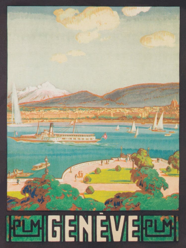 Genève Switzerland Vintage Travel Poster