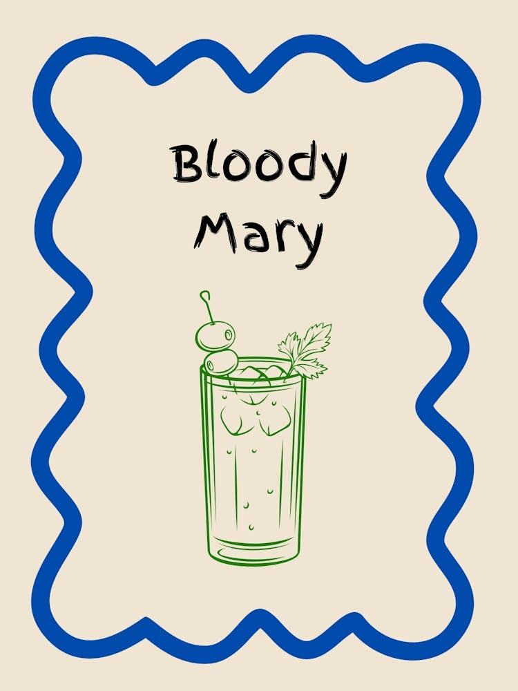 Bloody Mary Doodle Poster Blue & Green
