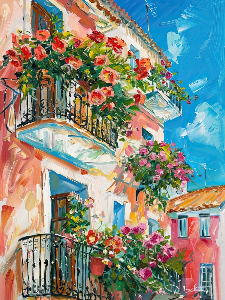 Balcony View Painting In Malaga 1