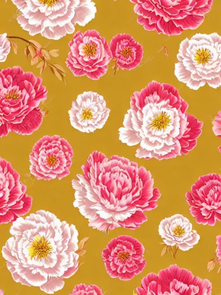 Peony Floral Print Warm Tones 1 Flower