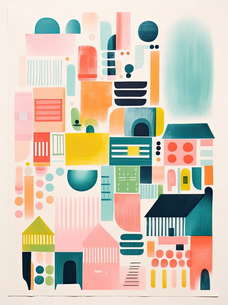 A House In Stockholm, Abstract Risograph Style 1