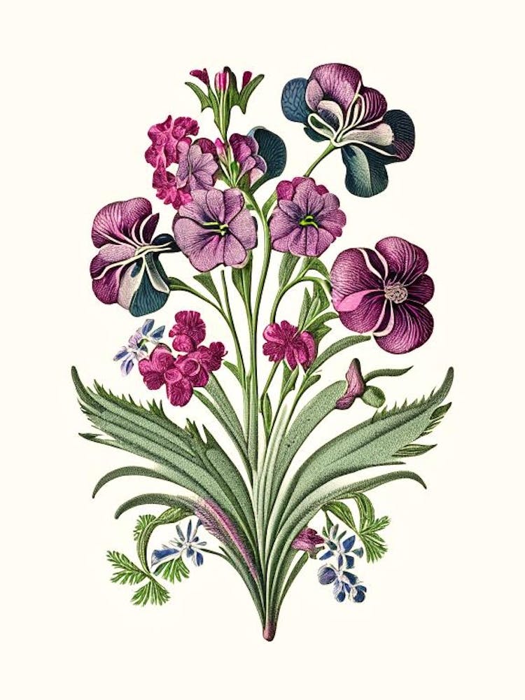 Bartnelke 3 Florales Botanisches Vintage-Poster