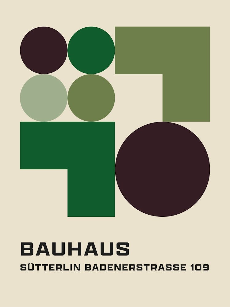 Bauhaus Minimalist Abstract Print 3 Green