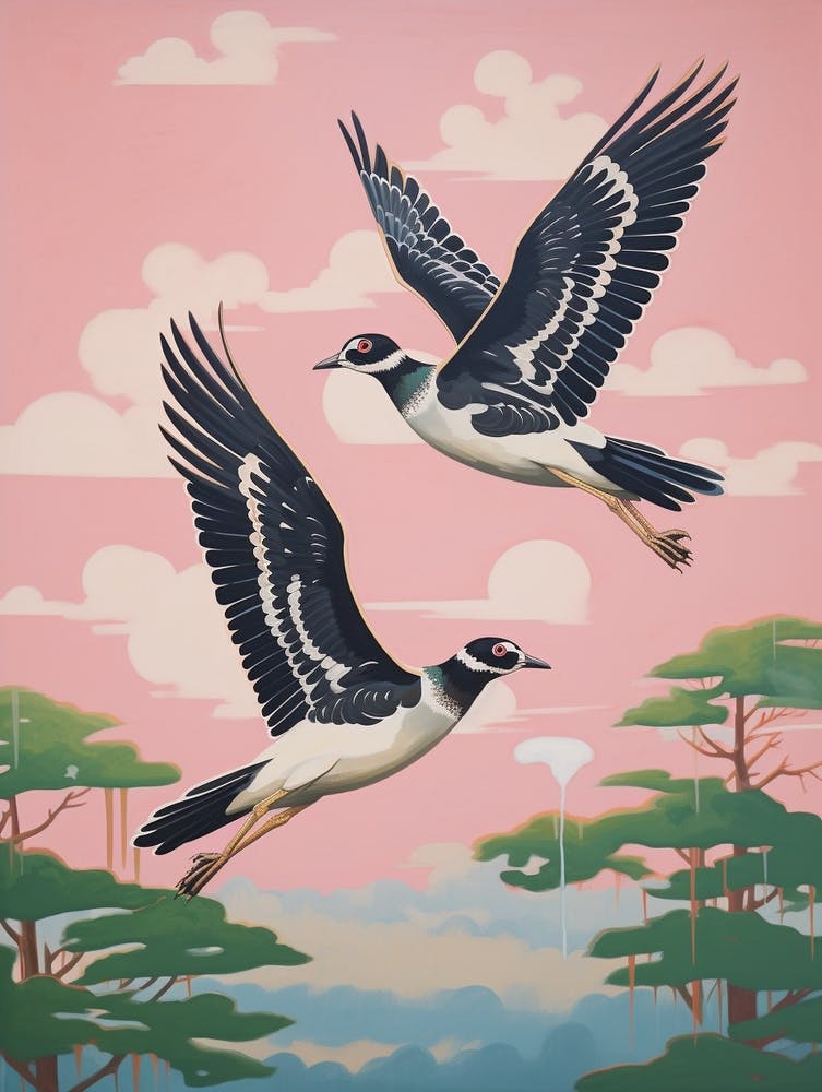 Vintage Japanese Inspired Bird Print Lapwing 2