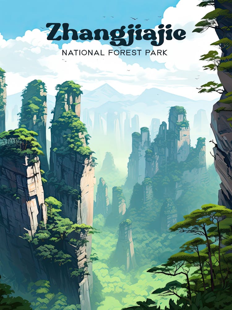 Zhangjiajie National Forest Park Travel Illustration