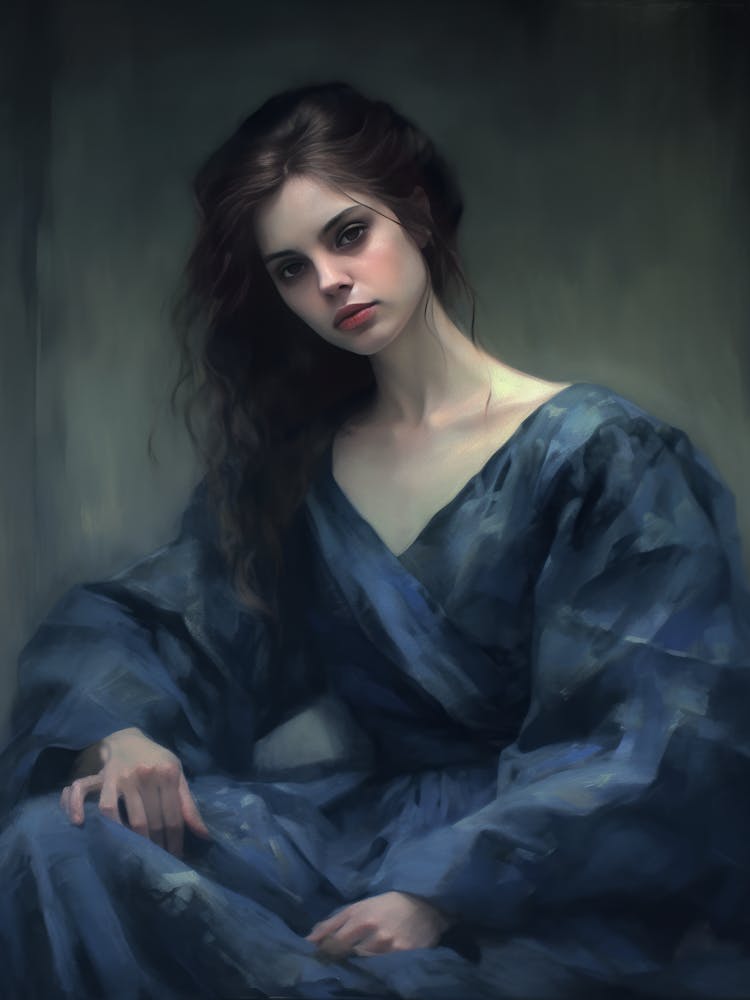 Femme en Robe Bleue