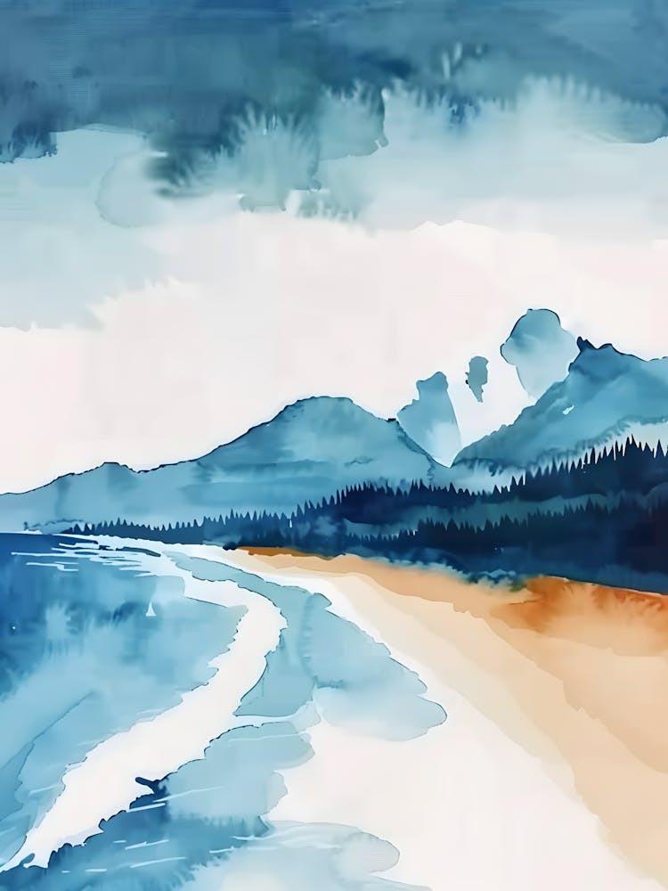 Watercolor Of A Beach 2
