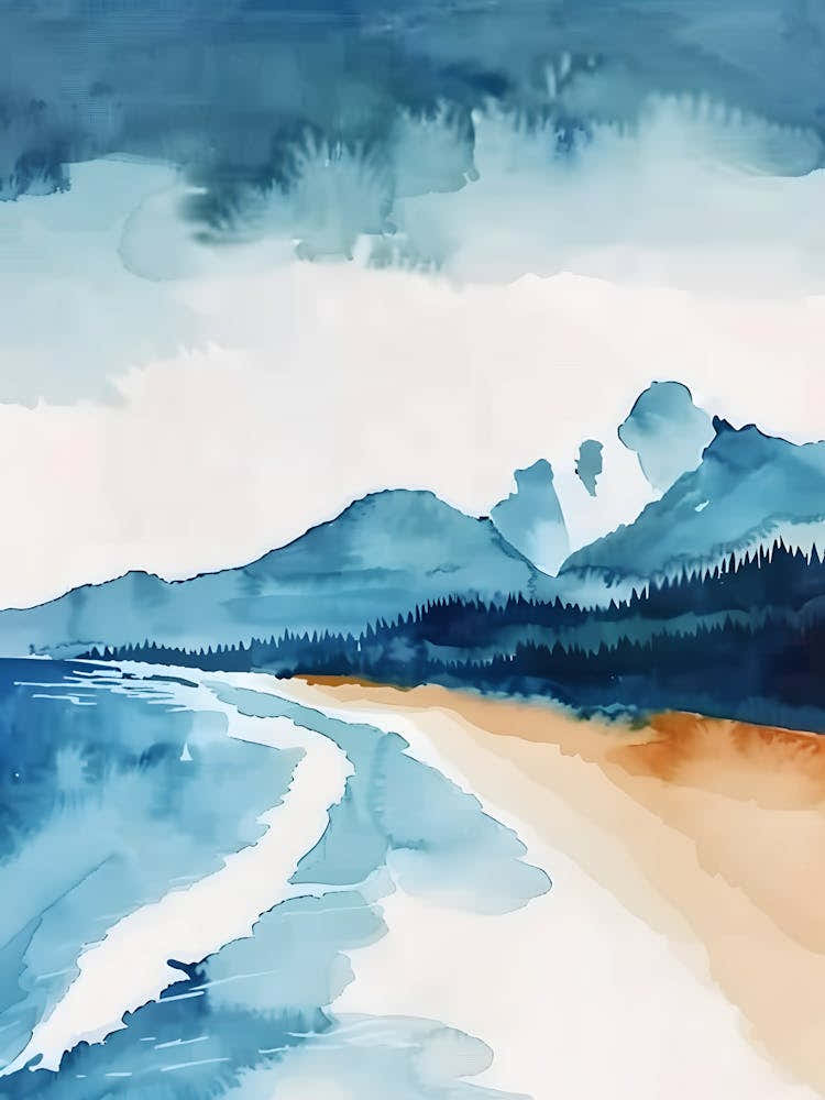 Watercolor Of A Beach 2